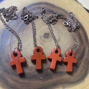 Red jasper ankh carving key of life necklace pendant eternal life Egyptian pink